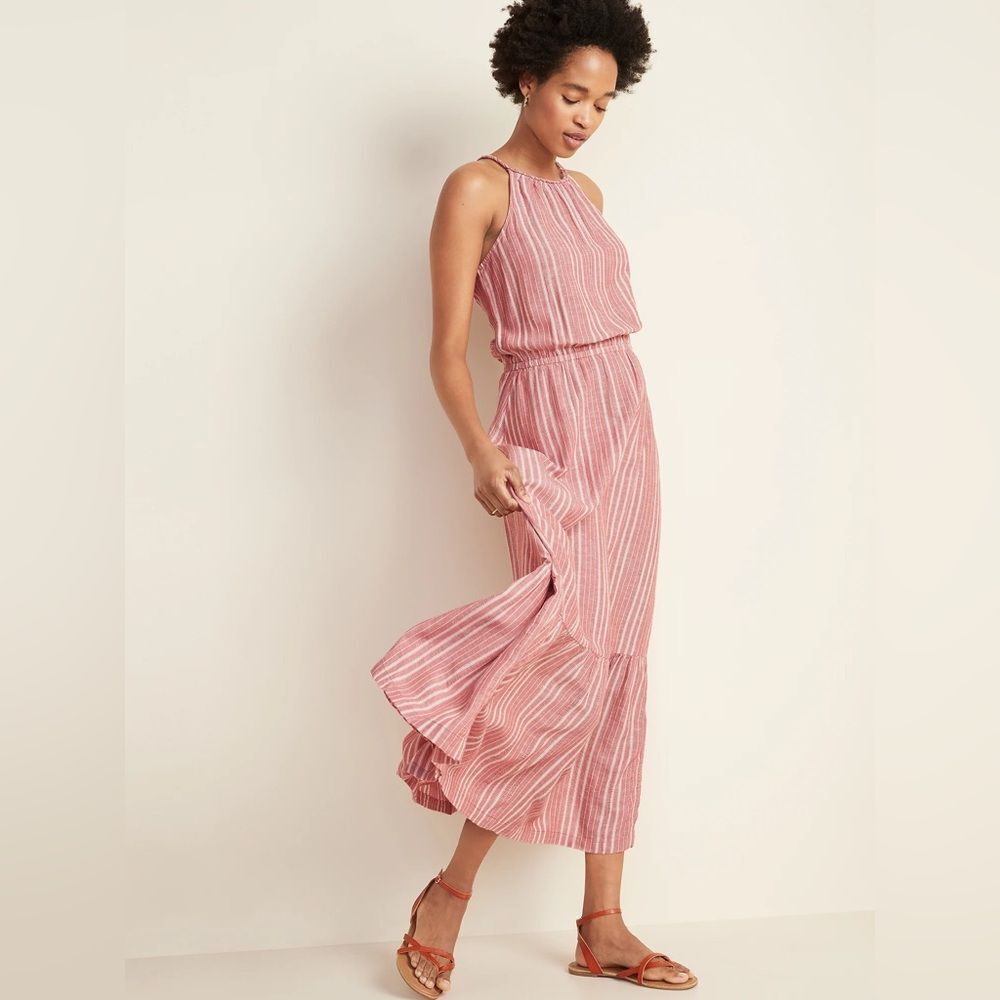 Old Navy Pink Striped Maxi Dress